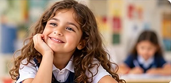 Élève souriante en classe